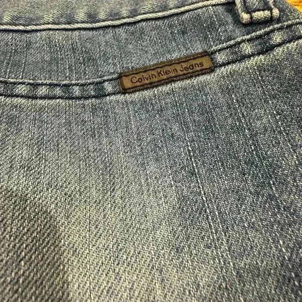 Calvin Klein frayed hem denim mid length skirt - Picture 3 of 4